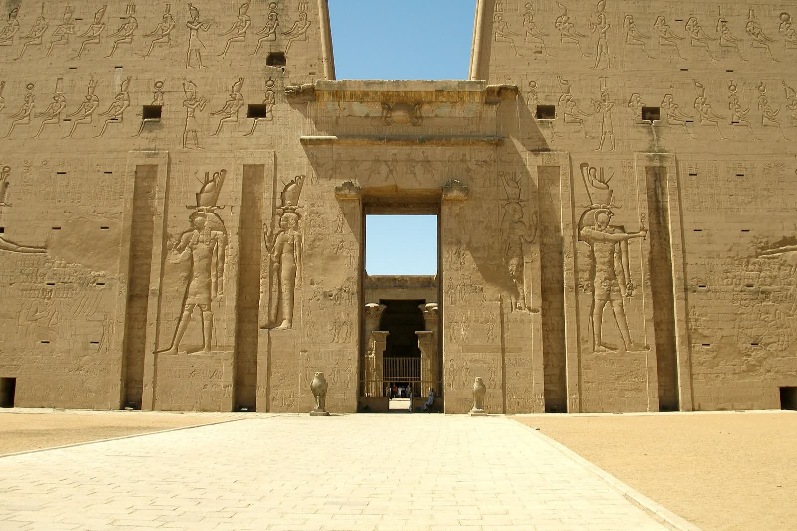 The great carved pylon of the Temple of Horus at Edfu