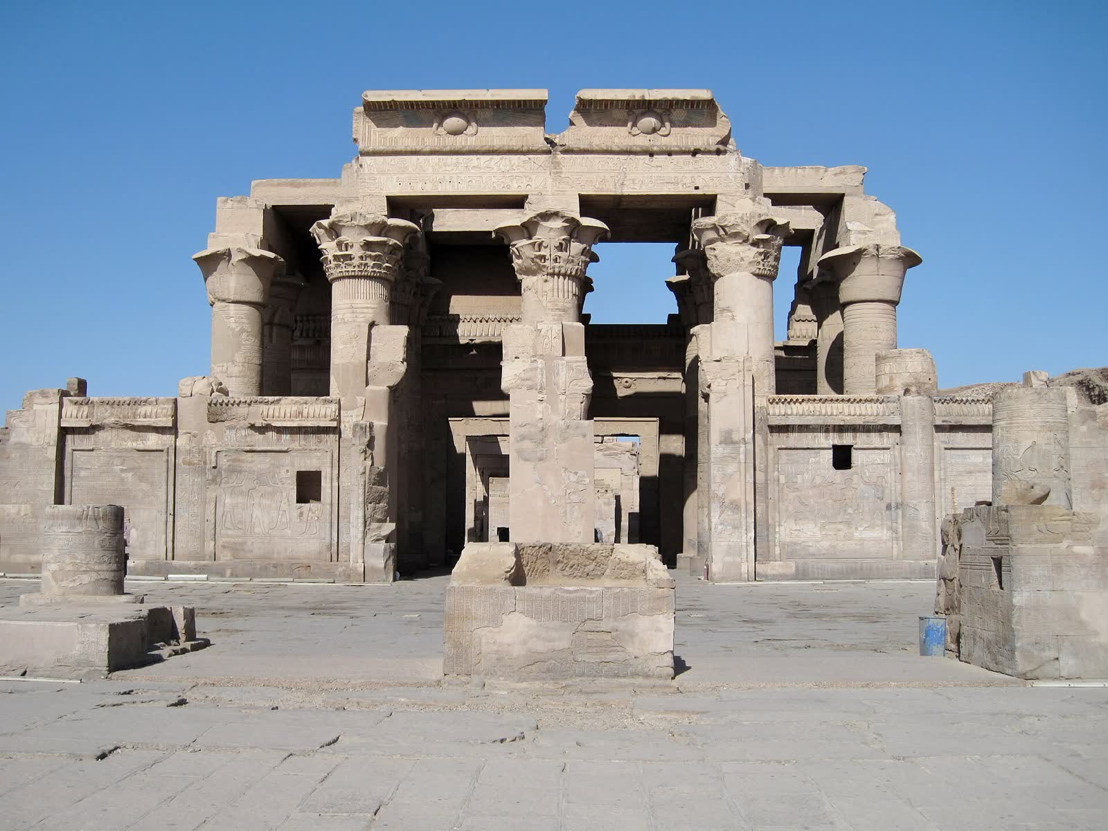 The columned facade of the Temple of Kom Ombo